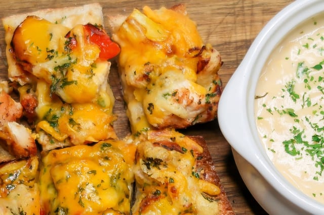 Chicken Alfredo Cheesy Bread.